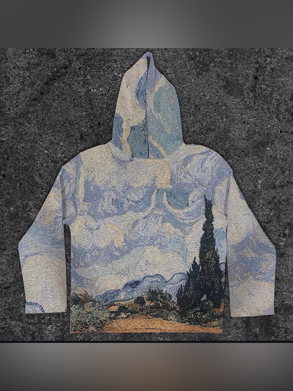 Jeffersons & Co Van Gogh Wheat Field With Cypresses Tapestry Hoodie Size S